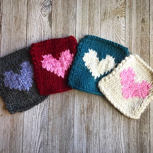 Bulky Heart Coaster Knitting Pattern, Valentine's Day Coaster Pattern, Home decor Pattern, Quick Knitting Pattern, Blanket Knitting Pattern