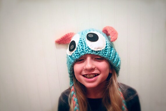 Knit Bulky Monster Hat Pattern PDF Kids 