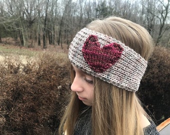 Headband Heart Knitting pattern,Christmas gift diy,  Easy Knitting pattern, fast knitting pattern, headband knitting pdf, knitting pdf
