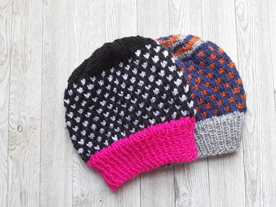 Knit Hat Pattern Demi Color Hat Baby Child Adult Hat Knitting Pattern Easy Hat Knitting Pattern Slip Stitch Knitting Pattern Colorful