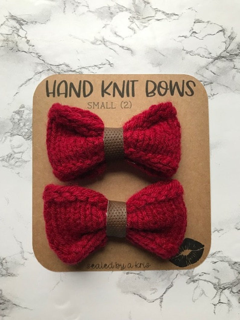 Knit Flat Bow Knitting Pattern, Easy knitting pattern, girls knit pattern, Hair bow, hair band, Beginner Knitting pattern image 5