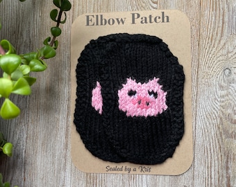 Pig elbow  Patches, piggy patch, Christmas Gift Elbow patches grey, pig sweater,