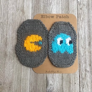 PAC Man elleboogpatches, kerstcadeau voor gamer, trui patches, cartoon trui, gamer geschenken, unieke geschenken, pac man trui