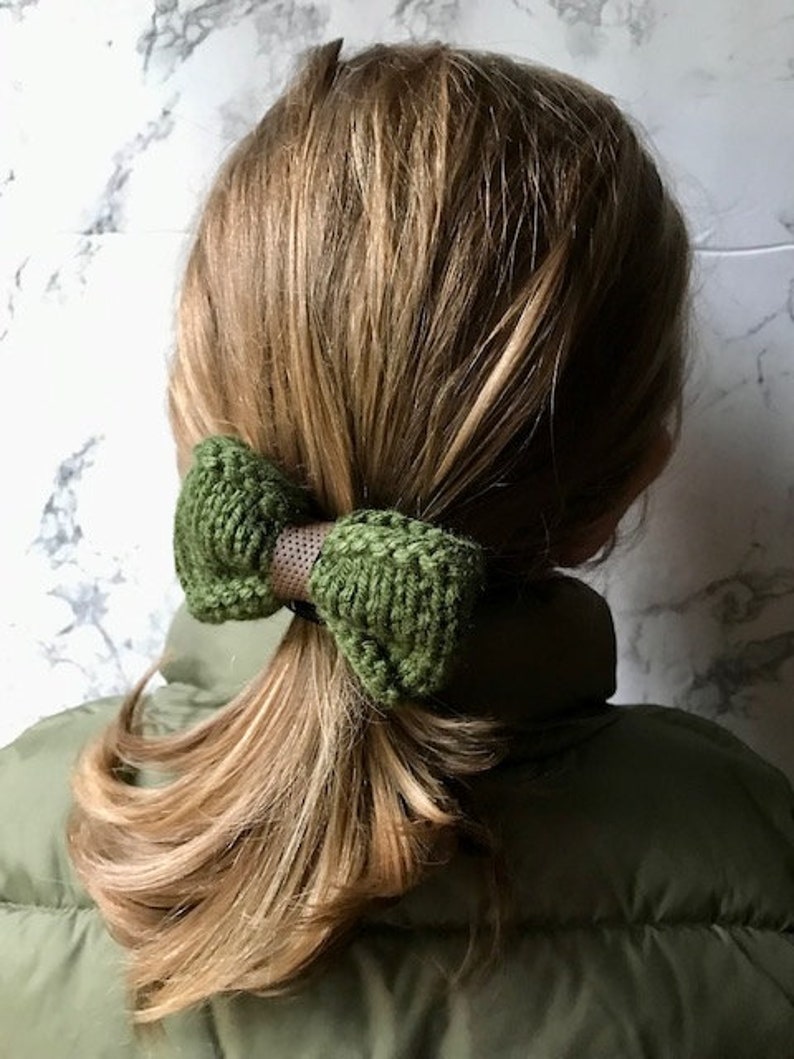 Knit Flat Bow Knitting Pattern, Easy knitting pattern, girls knit pattern, Hair bow, hair band, Beginner Knitting pattern image 3