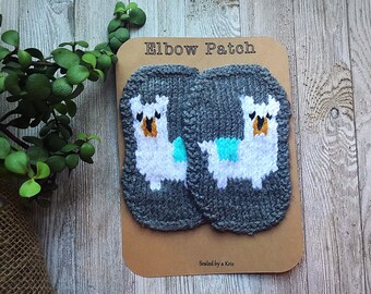 Parches de codo de alpaca tejidos a mano: Conjunto de apliques de animales