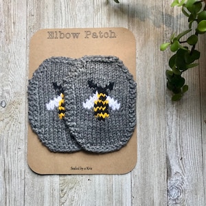Hand Knit Bee Elbow Patches: Animal-Free Fiber, Set of 2
