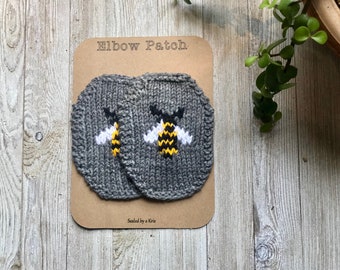 Bee Elbow Patches, Christmas Gift Elbow patches grey,  Bumble Bee Patch