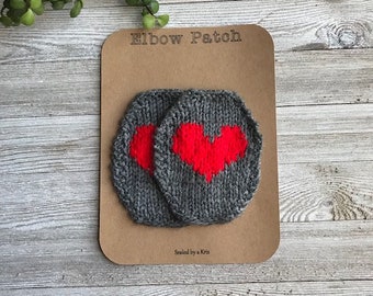 Valentine’s Day Heart Elbow Patches, Mother's Day Gift  Hand knit elbow patches, Heart Patch, Elbow Patches,