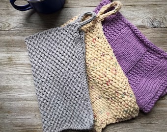 3 Dish cloth knitting pattern set, Honey farm gift set pattern, home knitting patterns, quick knitting patterns