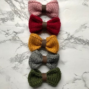 Knit Flat Bow Knitting Pattern, Easy knitting pattern, girls knit pattern, Hair bow, hair band, Beginner Knitting pattern image 1