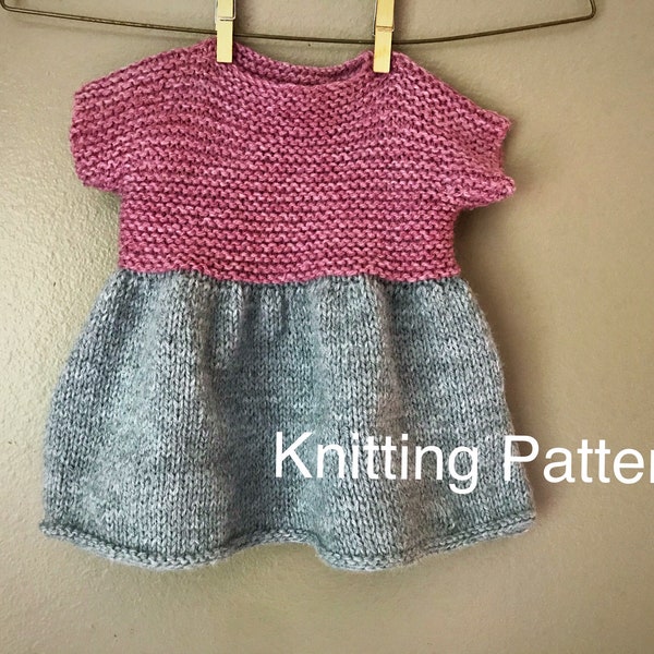 Baby Dress Knitting Pattern, Newborn knitting pattern, Easter dress knitting pattern, Easy dress knitting pattern