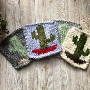 Cactus Knitting Pattern. Blanket Knitting Pattern, Coaster Knitting Pattern, Pocket Knitting Pattern