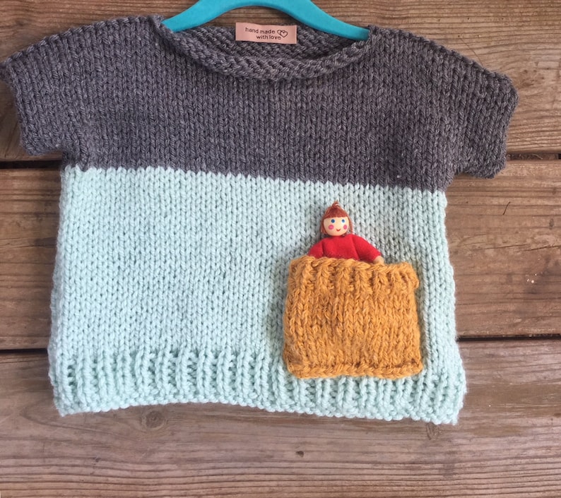 Easy Kids Knit Pop Top, Knitted pattern, beginner knitting pattern, Modern baby knitting pattern, Kids sweater knit pattern, Bulky knit image 5