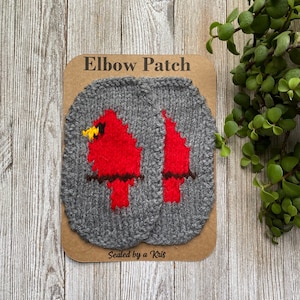 Cardinal Elbow patches, Elbow patches hand knitted, Cardinal fans, cardinal shirts