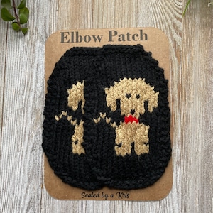 Hand Knit Dog Elbow Patches: Puppy Applique Set