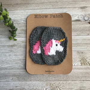 Unicorn Elbow Patches, Elbow patches hand knit, Unicorn patches,