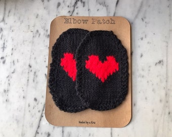 Red Heart Elbow Patches, Black and Red Patch, Heart Patch, Heart,Unique Gift