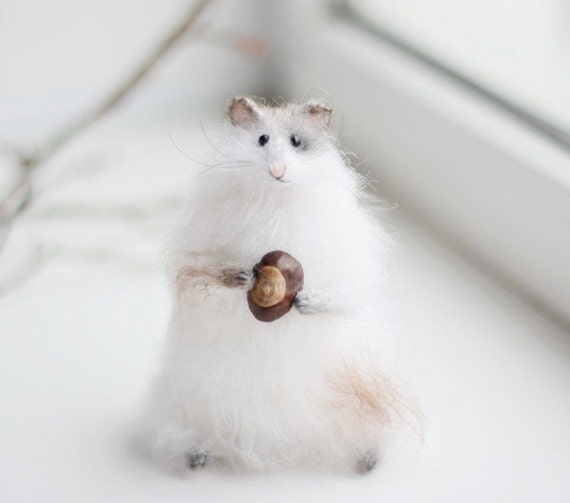 Items similar to White hamster stuffed animal handmade hamster plush
