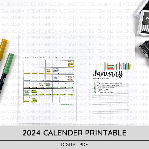 Bullet Journal Calendar 2024 | Printable