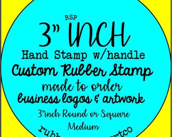 Custom Rubber Stamp 3" inch rubber stamp FREESHIP18, code. Made to order from business logo & artwork branding a large graphic on products