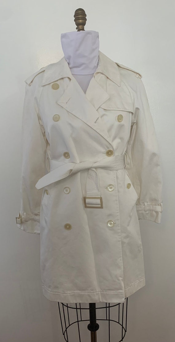 Vintage Classic White Trench Coat, 100% Cotton, Si