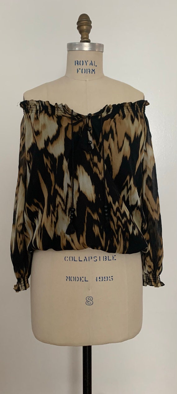 Vintage Animal Print Chiffon Blouse