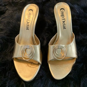 Gold wedge heel sandals hot sale