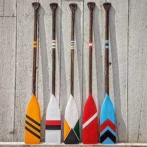 Painted Paddle | Decorative Oar | Coastal Beach House Wall Art | Vintage Inspired | Coastal Blue | Lake House Decor |