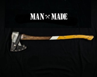 3.5lb Felling Axe: 36” American Hickory Handle, Leather Sheath – Homestead Camping Tool