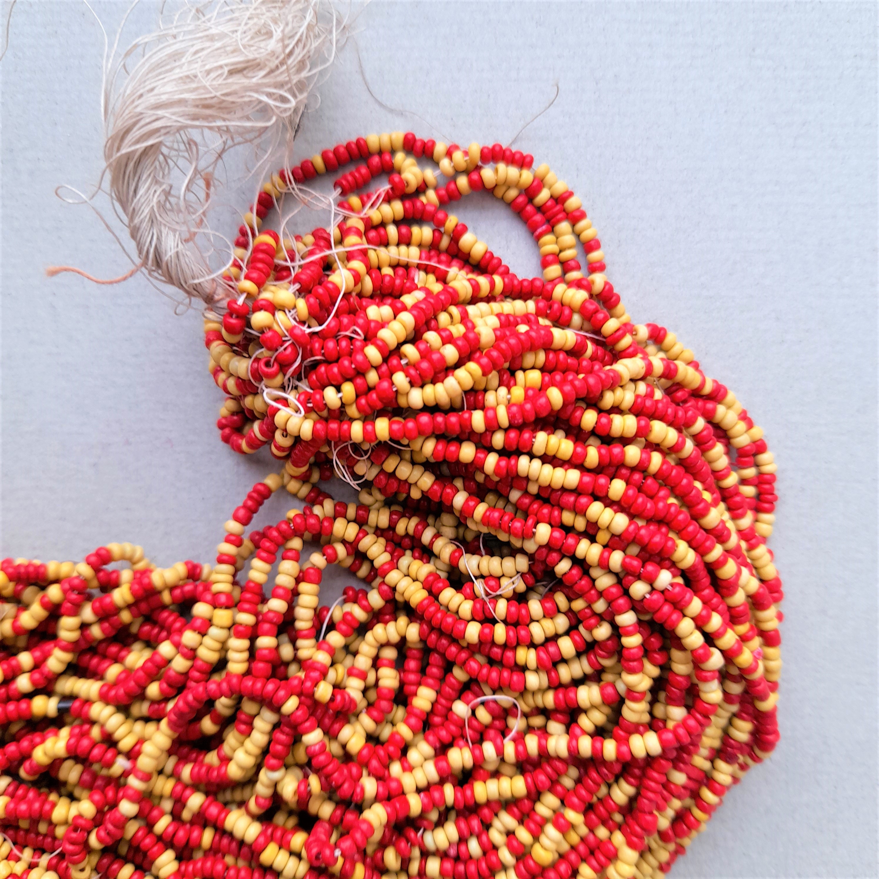 Antique Seed Beads Vintage Seed Bead Hank red and yellow Etsy Polska