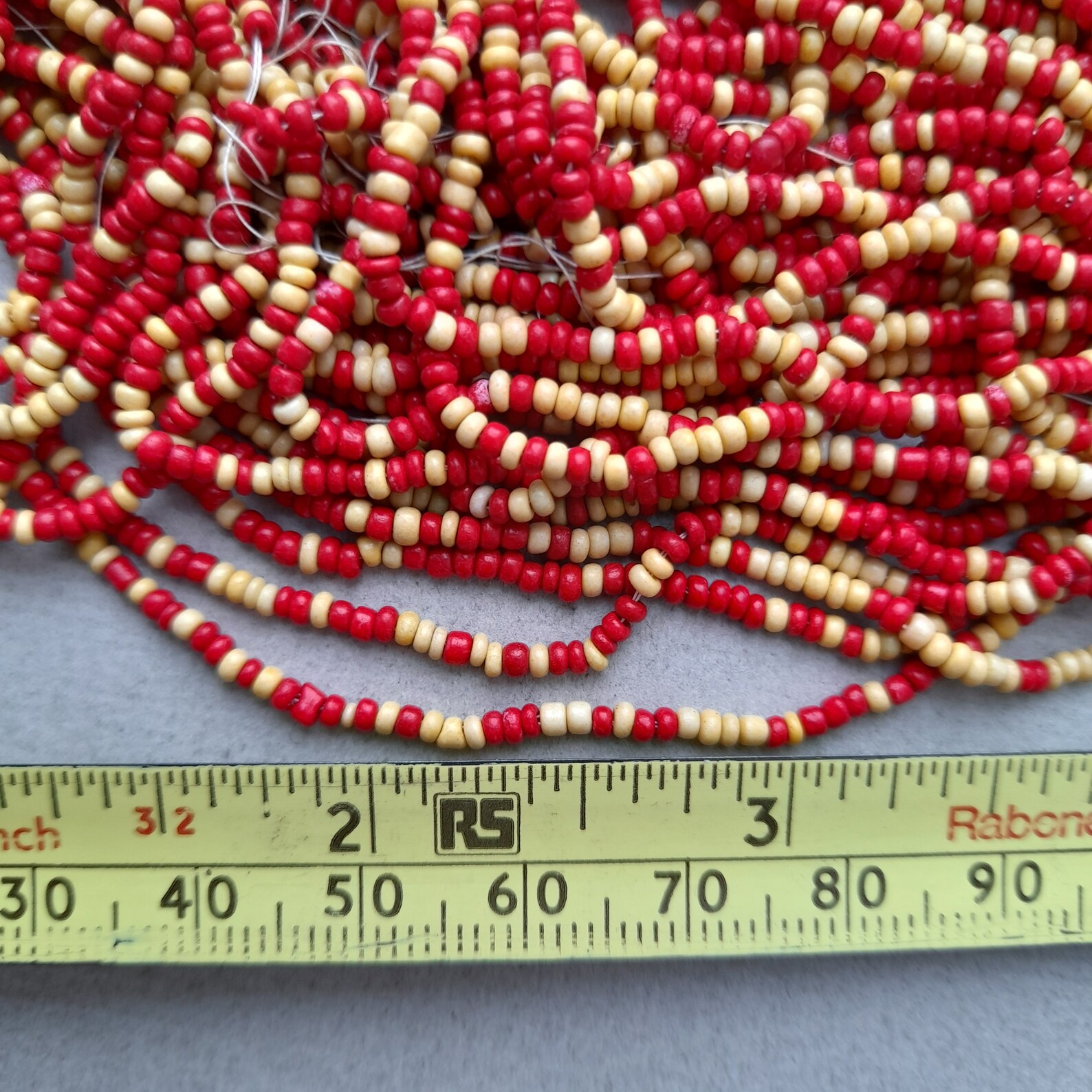 Antique Seed Beads Vintage Seed Bead Hank red and yellow Etsy Polska
