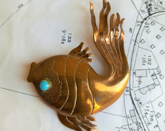 Vintage Brooch, Fish Brooch, 1940s Brooch, Made in England, Pisces Brooch