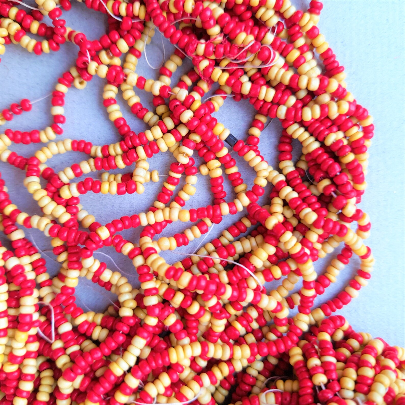 Antique Seed Beads Vintage Seed Bead Hank red and yellow Etsy Polska