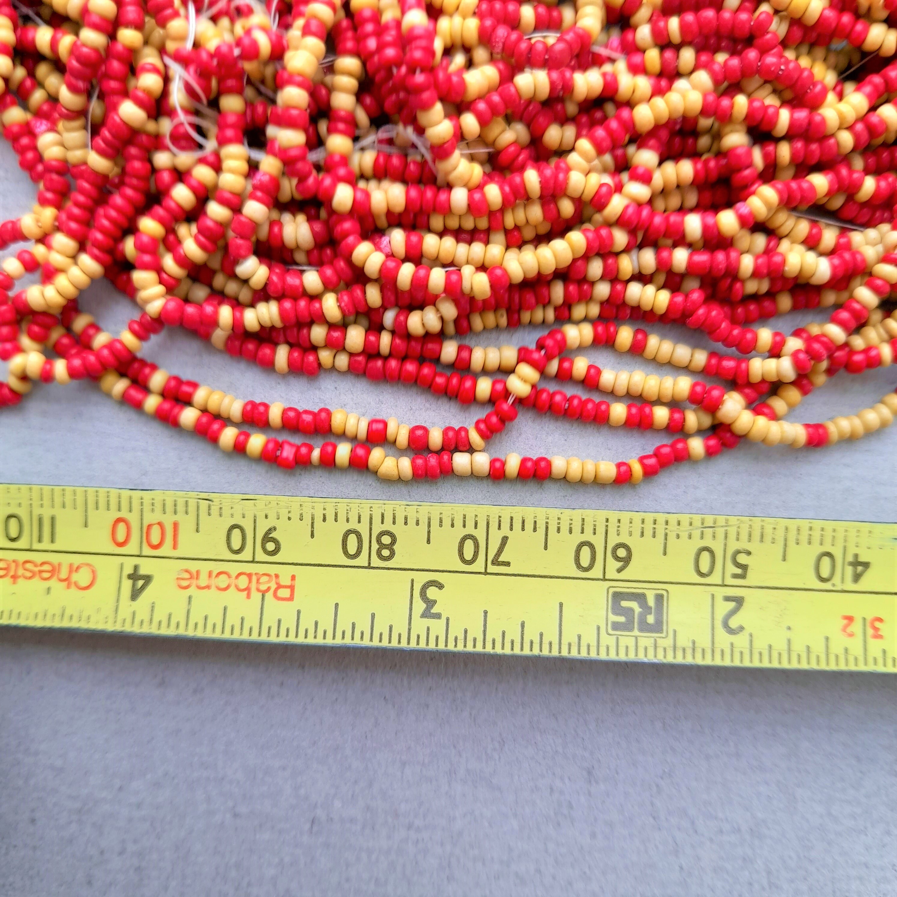 Antique Seed Beads Vintage Seed Bead Hank red and yellow Etsy Polska