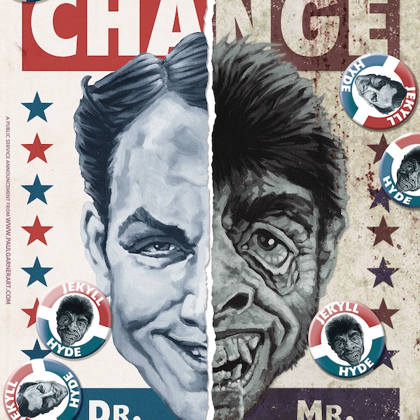 Dr. Jekyll & Mr. Hyde - 'VOTE FOR CHANGE' - 16.5" x 11.75" (420mm x 297mm) A3 signed poster