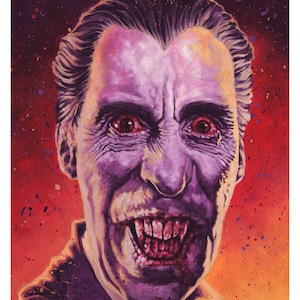 Sir Christopher Lee as Count Dracula - 42cm x 30cm signed art print