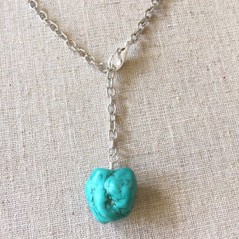 Silver Turquoise Necklace Chunky Turquoise Necklace Turquoise Nugget Necklace Turquoise Necklace