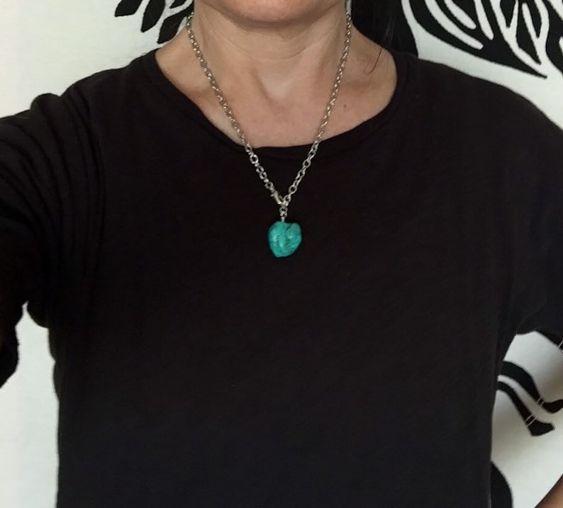 Silver Turquoise Necklace Chunky Turquoise Necklace Turquoise Nugget Necklace Turquoise Necklace