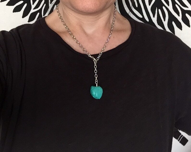 Silver Turquoise Necklace Chunky Turquoise Necklace Turquoise Nugget Necklace Turquoise Necklace