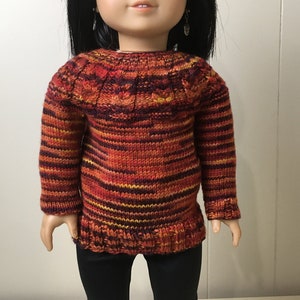 18&quot; Doll Sweater, Hand Knit Sweater, Varigated Sweater, made to fit American Girl Doll, Hand Knit Doll Clothes