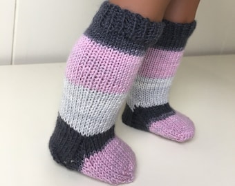 Knee Socks, Hand Knit Doll Socks, American Made for Girl Doll, 18" Doll Clothes, Doll Socks, American Doll Socks, Gift for Girl