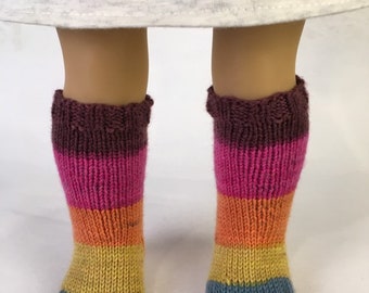 Knee Socks, Hand Knit Doll Socks, American Made for Girl Doll, 18" Doll Clothes, Doll Socks, American Doll Socks, Gift for Girl