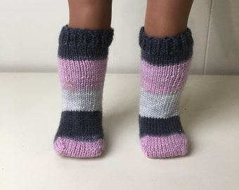 Knee Socks, Hand Knit Doll Socks, American Made for Girl Doll, 18" Doll Clothes, Doll Socks, American Doll Socks, Gift for Girl