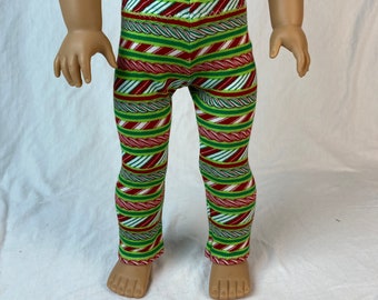 Christmas Doll Leggings, fit American Girl Dolls, Christmas Leggings, 18" Doll Leggings, 18 inch doll clothes, Holiday Doll Clothes