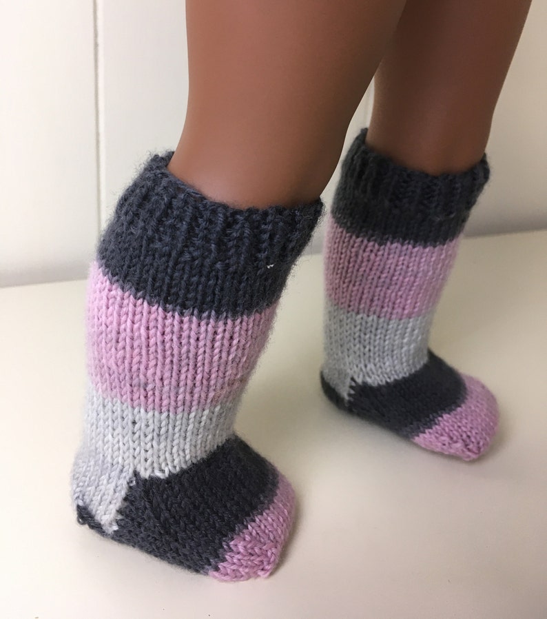 Knee Socks Hand Knit Doll Socks American Made For Girl Doll Etsy