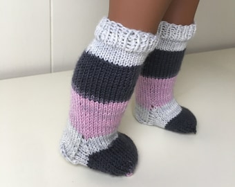 Knee Socks, Hand Knit Doll Socks, American Made for Girl Doll, 18" Doll Clothes, Doll Socks, American Doll Socks, Gift for Girl
