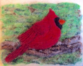 Kit  - Red, Red Cardinal Needle Felting Kit