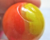 Large Collector Orange Yellow Shooter Marble Large Glass Agate Marble 1 quot Children 39 s Game Vintage Toy Classic Mid Century Art Glass Agate