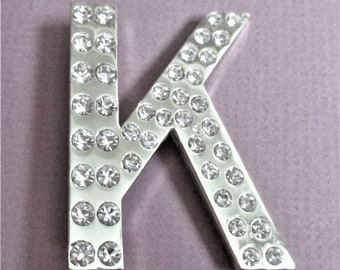 Vtg 70s 80s Dark Blue Name Letter Initial /'K/' Brooch