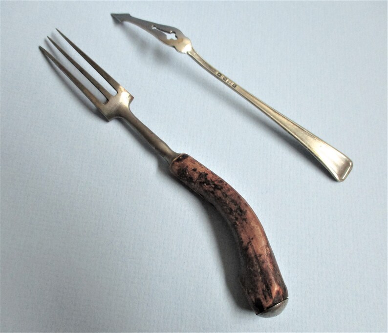 2 Antique Serving Forks You Choose Antique Antler Handle 3 Etsy